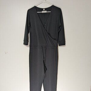 Hernest Project Wrap V-Neck 3/4 Sleeve Jumpsuit Loungewear Black Size Small